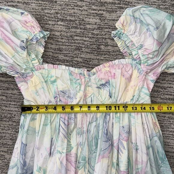 SELKIE The Parliament Floral Puff Sleeve Mini Dress Medium Pastel - Picture 10 of 14